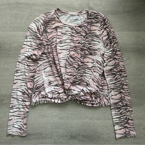 All Saints Tygers Carme Twist Top Animal Print Long Sleeve